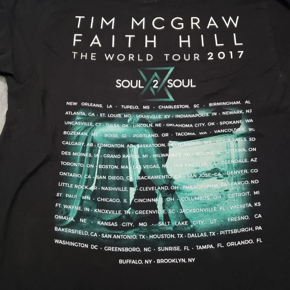 Tim McGraw Faith Hill World Tour Shirt Adult Medium Black Soul 2 Soul - Picture 6 of 11